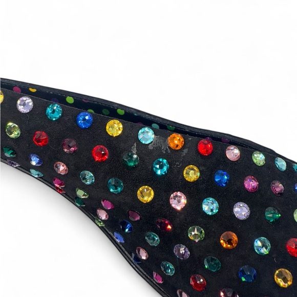 Rare CHRISTIAN LOUBOUTIN Veryvee Black Bedazzled Red Sole Mules Size 37 - Picture 15 of 17